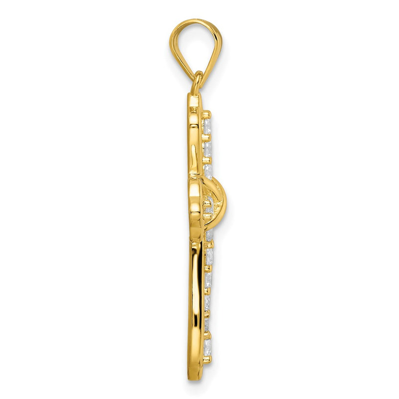 Sterling Silver Gold Tone Cz Cross Pendant