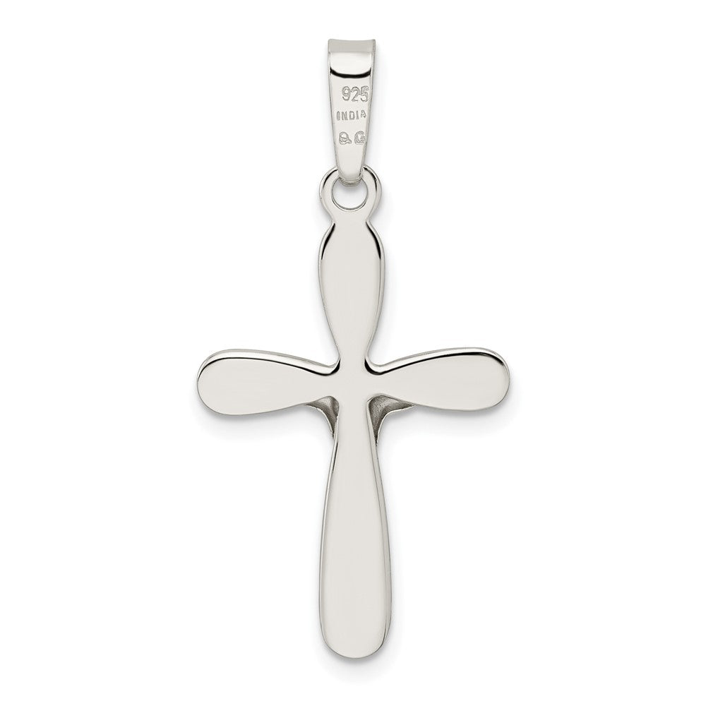 Sterling Silver Rhodium-Plated Polished Rounded Ends Crucifix Pendant