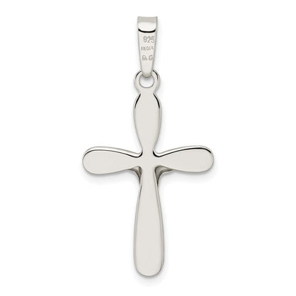 Sterling Silver Rhodium-Plated Polished Rounded Ends Crucifix Pendant