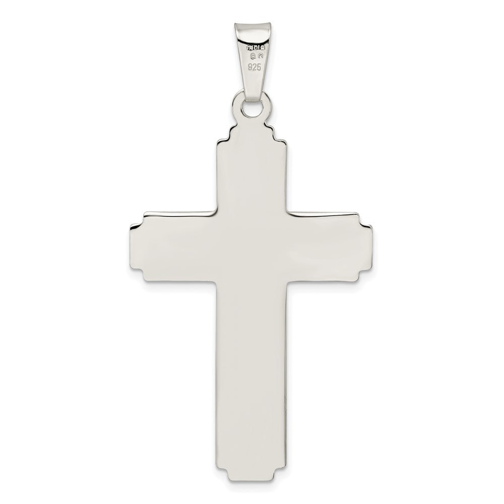 Sterling Silver Polished W/Side Lines Large Crucifix Pendant