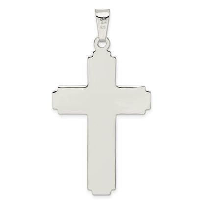 Sterling Silver Polished W/Side Lines Large Crucifix Pendant
