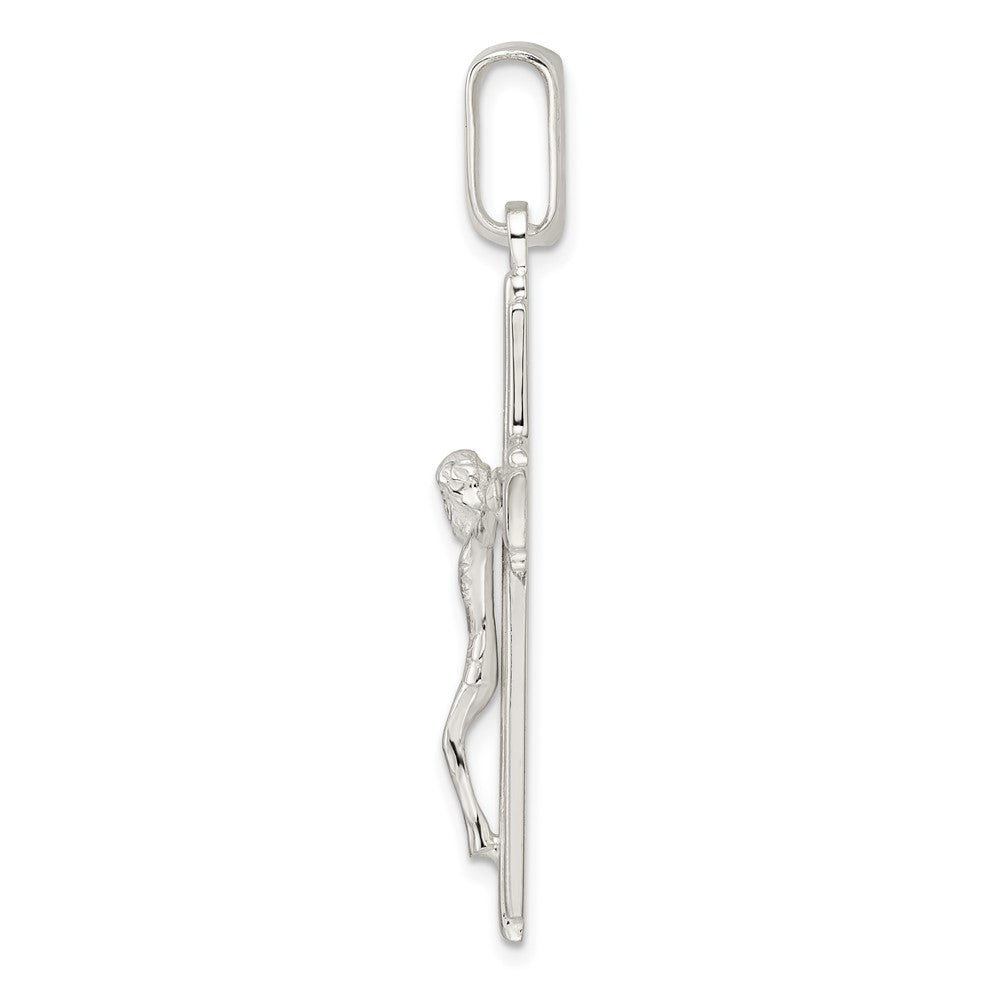 Sterling Silver Polished W/Side Lines Crucifix Pendant