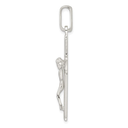 Sterling Silver Polished W/Side Lines Crucifix Pendant