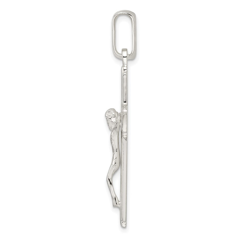 Sterling Silver Polished W/Side Lines Crucifix Pendant