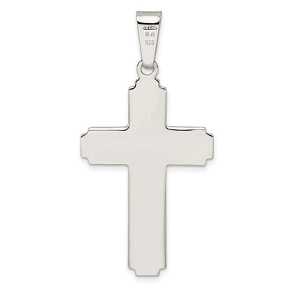 Sterling Silver Polished W/Side Lines Crucifix Pendant