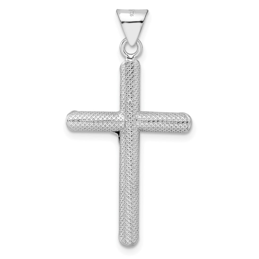 Ss/Gold Plated Sterling Silver Rh-Plate & Gold-Tone Polished Textured Crucifix Pendant