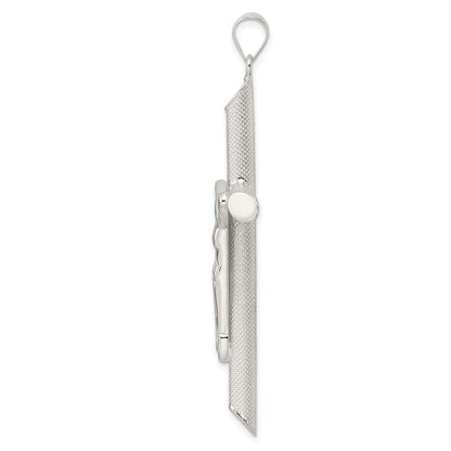 Sterling Silver Polished And Texture Tube Crucifix Cross Pendant