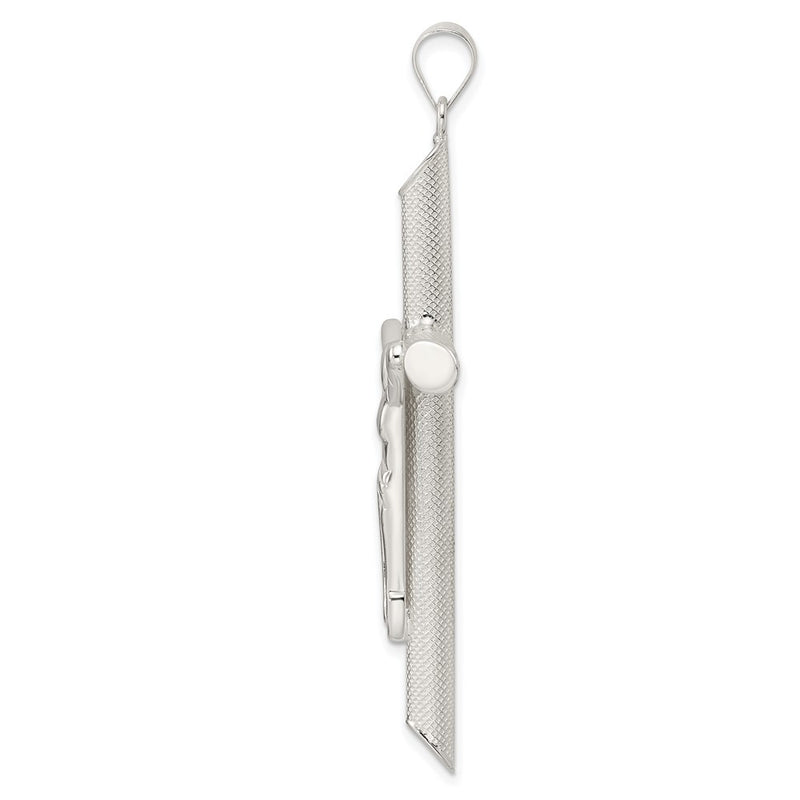 Sterling Silver Polished And Texture Tube Crucifix Cross Pendant
