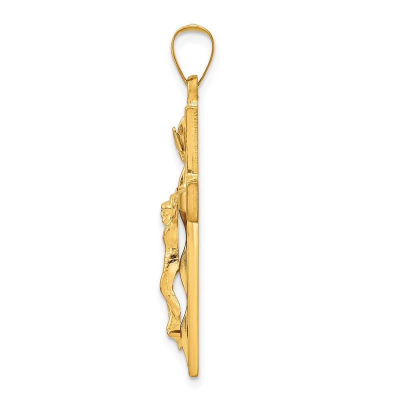 Ss/Gold Plated Sterling Silver Gold-Tone Polished Solid Inri Crucifix Pendant