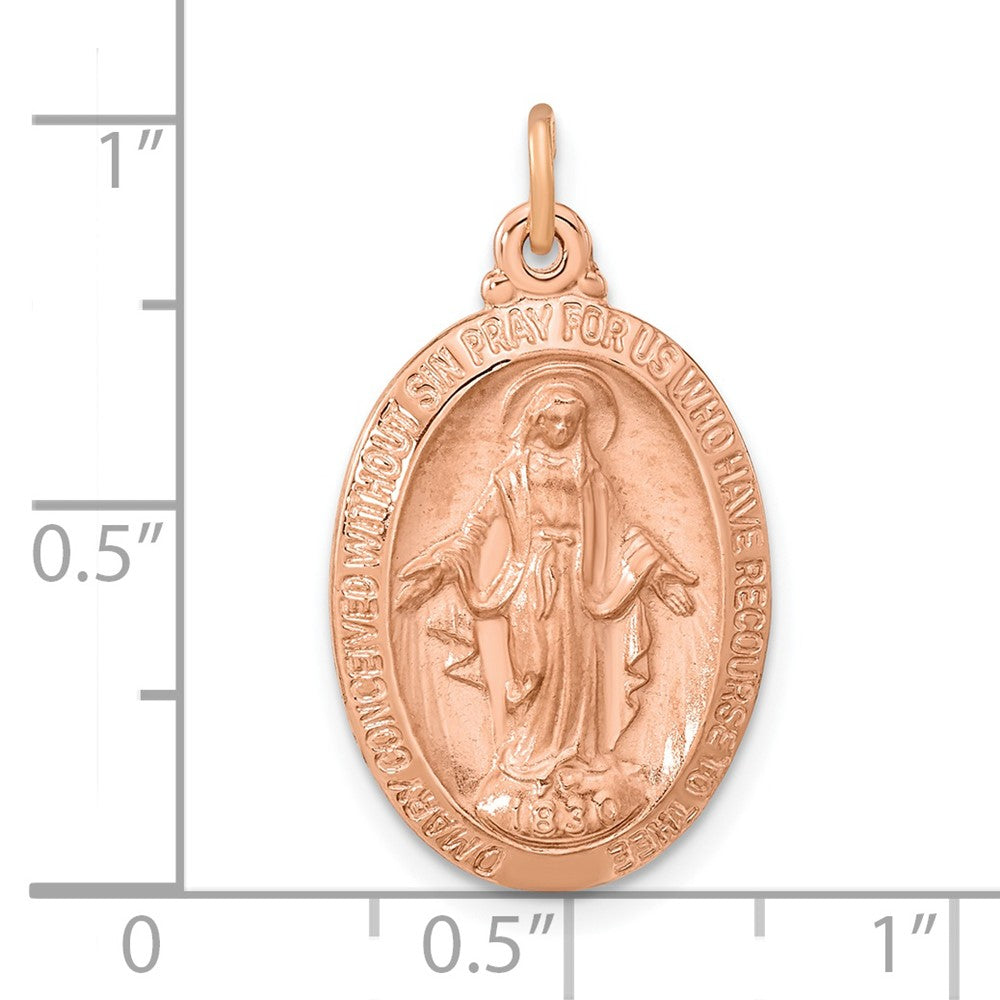 Sterling Silver Rose Gold-Plated Oval Miraculous Medal Pendant
