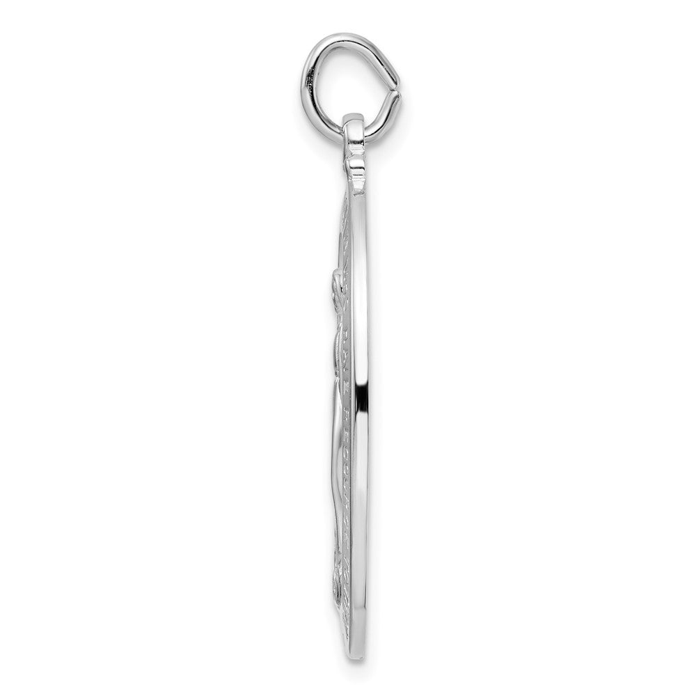 Sterling Silver Rhodium-Plated Polished Solid Miraculous Medal Pendant