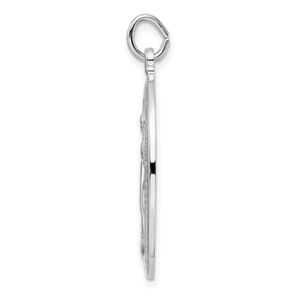 Sterling Silver Rhodium-Plated Polished Solid Miraculous Medal Pendant
