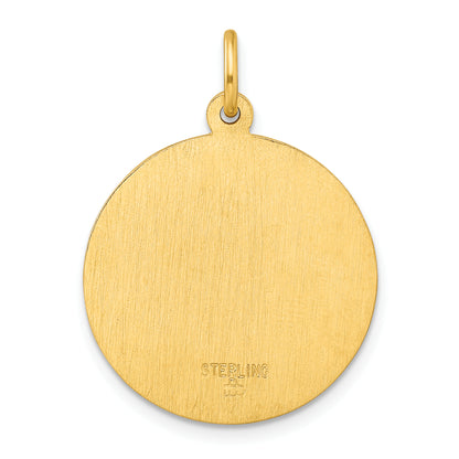 Ss/Gold Plated Sterling Silver Gold-Tone Polished Solid Saint Christopher Medal Pendant