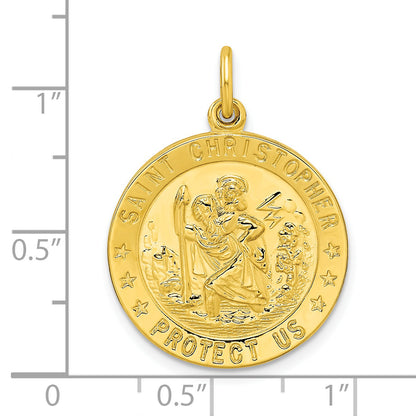Ss/Gold Plated Sterling Silver Gold-Tone Polished Solid Saint Christopher Medal Pendant
