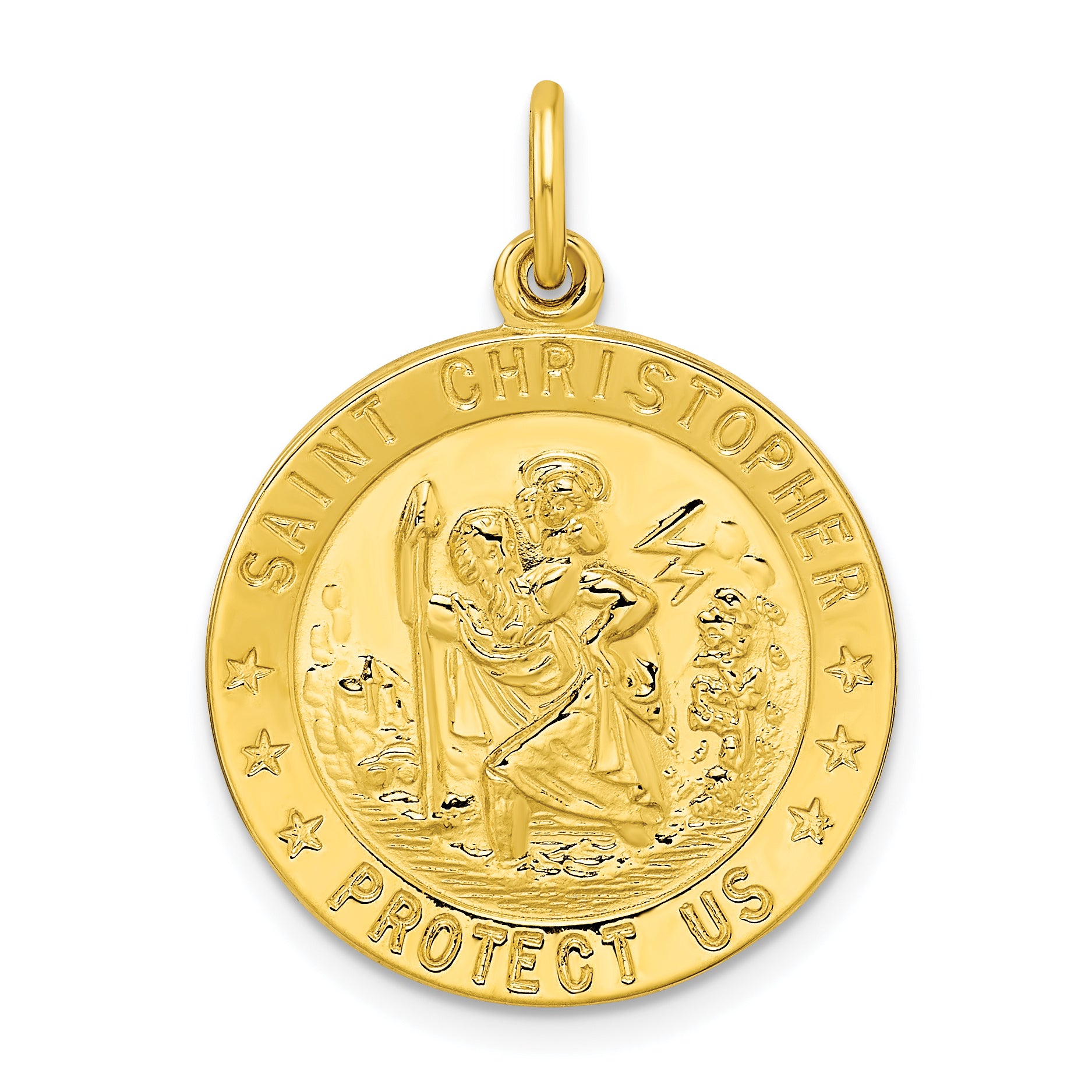 Ss/Gold Plated Sterling Silver Gold-Tone Polished Solid Saint Christopher Medal Pendant