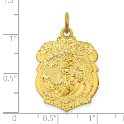 Ss/Gold Plated Sterling Silver Gold-Tone Polished Solid Saint Michael Medal Pendant