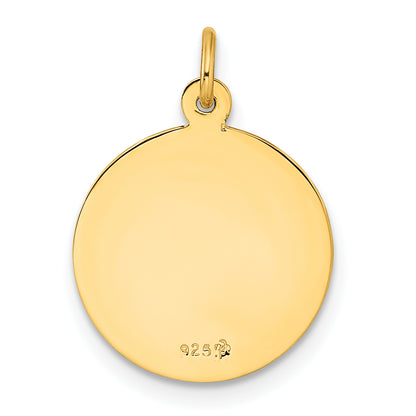 Ss/Gold Plated Sterling Silver Gold-Tone Polished Solid Saint Christopher Medal Pendant