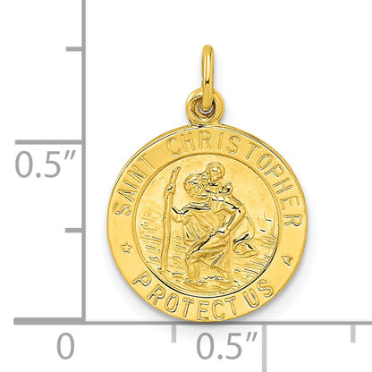 Ss/Gold Plated Sterling Silver Gold-Tone Polished Solid Saint Christopher Medal Pendant