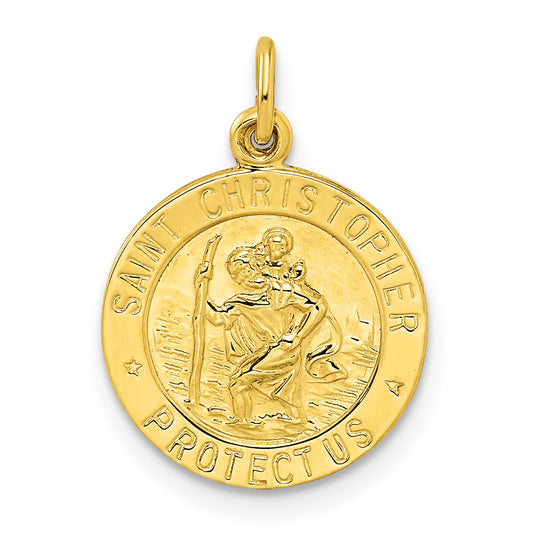 Ss/Gold Plated Sterling Silver Gold-Tone Polished Solid Saint Christopher Medal Pendant