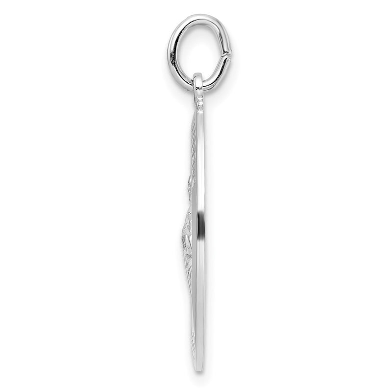 Sterling Silver Rhodium-Plated Polished Solid Oval St Jude Pendant