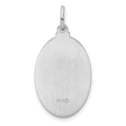 Sterling Silver Rhodium-Plated Polished Solid Oval St Jude Pendant
