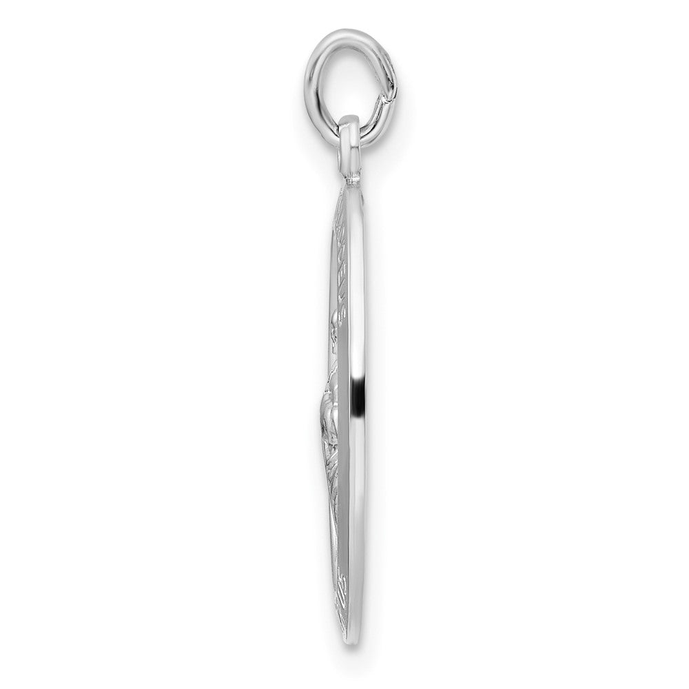Sterling Silver Rhodium-Plated Polished Solid Saint Jude Pendant