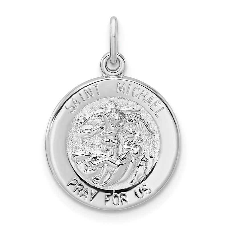 Sterling Silver Rhodium-Plated Polished Solid Saint Michael Pendant