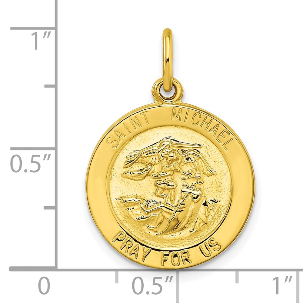 Ss/Gold Plated Sterling Silver Gold-Tone Polished Solid Saint Michael Medal Pendant