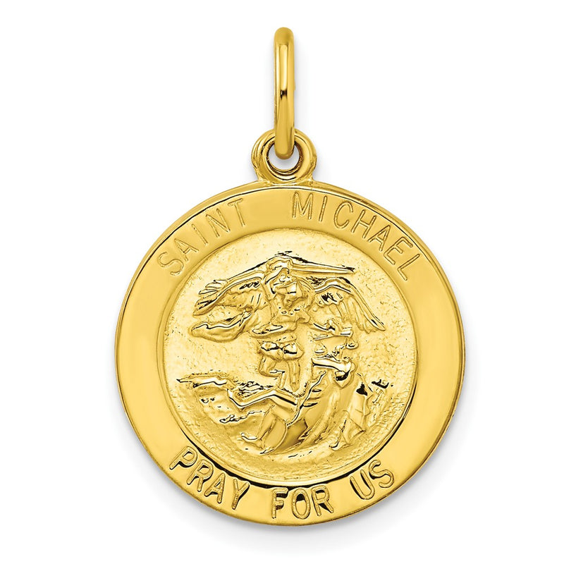 Ss/Gold Plated Sterling Silver Gold-Tone Polished Solid Saint Michael Medal Pendant