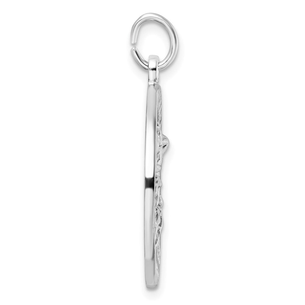Sterling Silver Rhodium-Plated Polished Solid Saint Michael Pendant