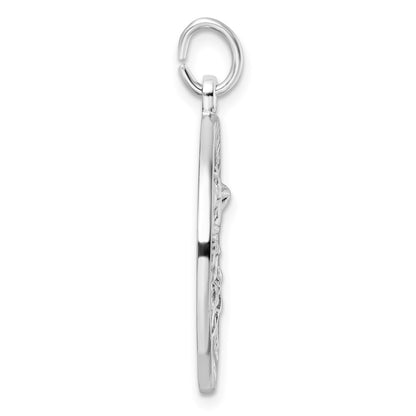 Sterling Silver Rhodium-Plated Polished Solid Saint Michael Pendant