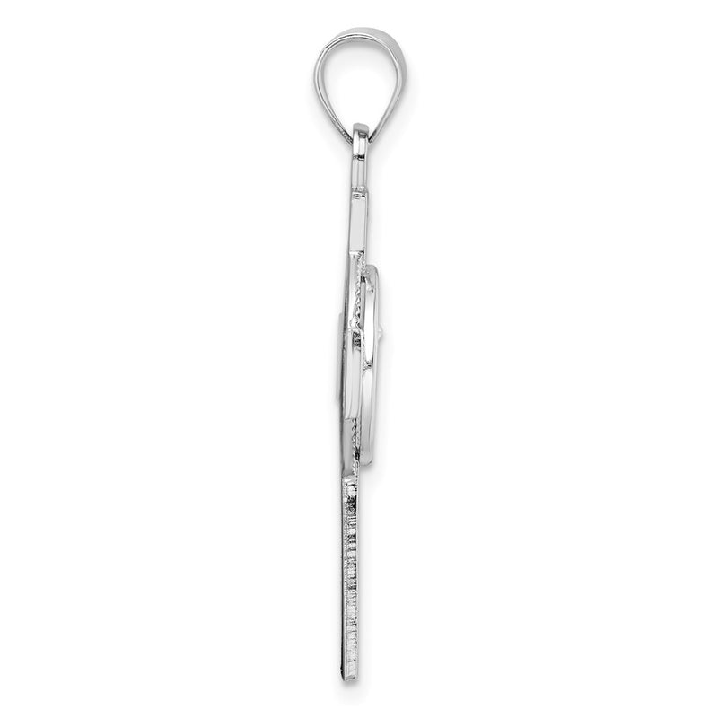 Sterling Silver Rhodium-Plated Polished Solid St Michael Cross Pendant