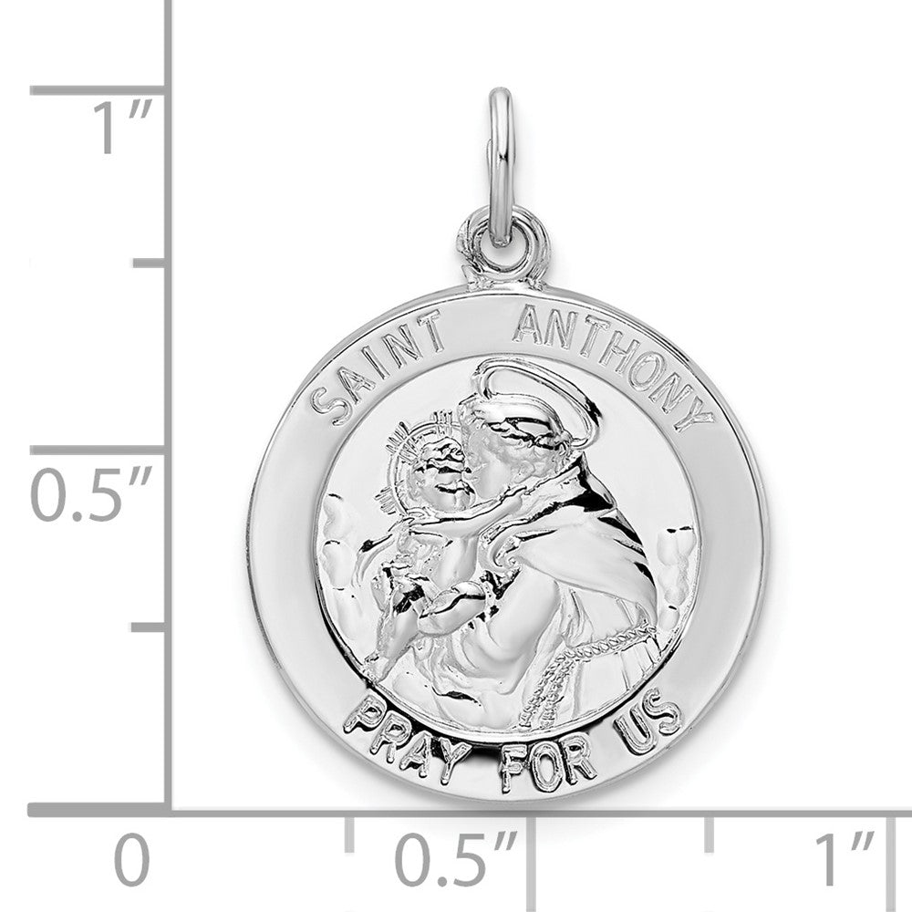 Sterling Silver Rhodium-Plated Polished Solid Saint Anthony Pendant