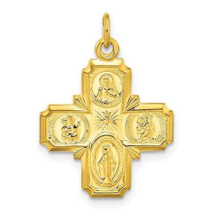 Ss/Gold Plated Sterling Silver Gold-Tone Polished Solid Miraculous Medal Pendant