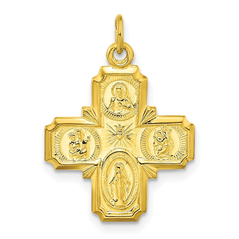 Ss/Gold Plated Sterling Silver Gold-Tone Polished Solid Miraculous Medal Pendant