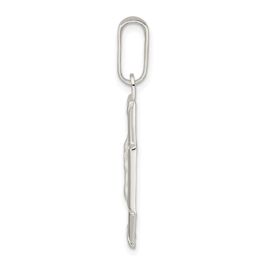 Sterling Silver Rhodium-Plated Satin Raphael Angel Pendant