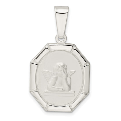 Sterling Silver Rhodium-Plated Satin Raphael Angel Pendant