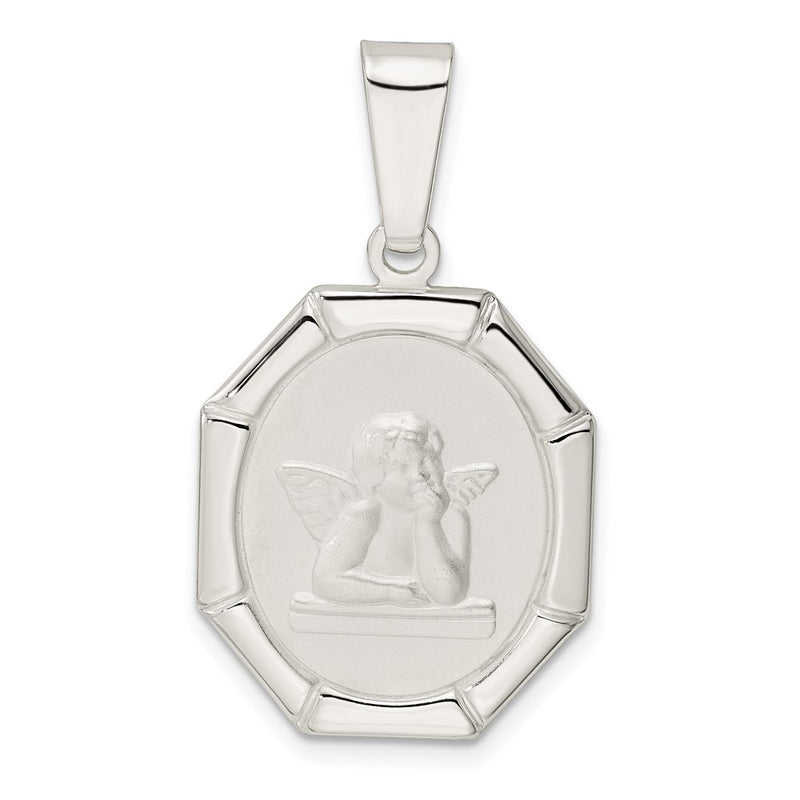 Sterling Silver Rhodium-Plated Satin Raphael Angel Pendant