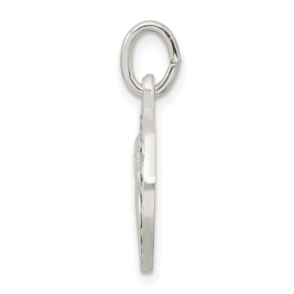 Sterling Silver Polished Satin And D/C Cherub Circle Charm