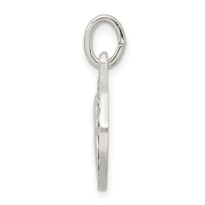Sterling Silver Polished Satin And D/C Cherub Circle Charm
