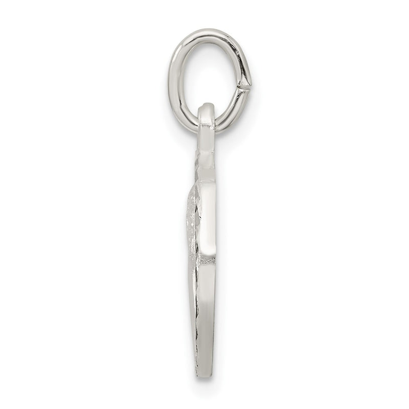 Sterling Silver Polished Satin And D/C Cherub Circle Charm