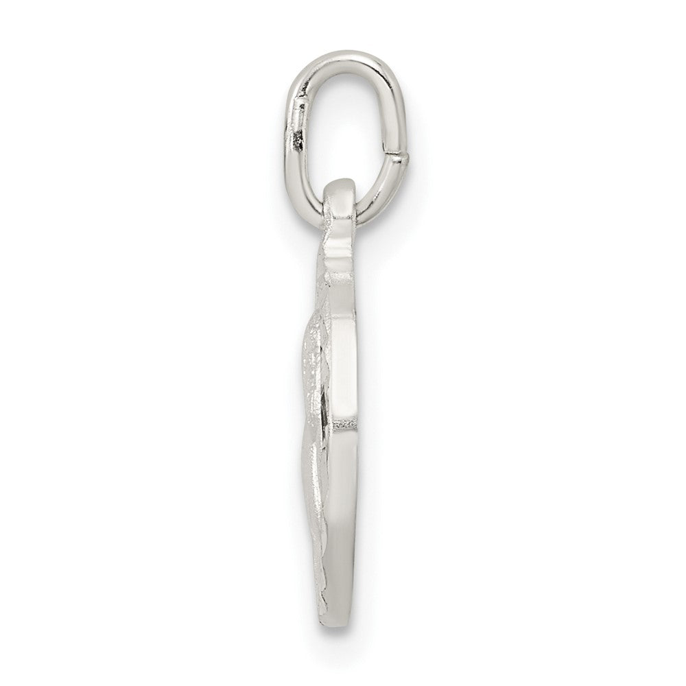Sterling Silver Polished Satin And D/C Cherub Circle Charm