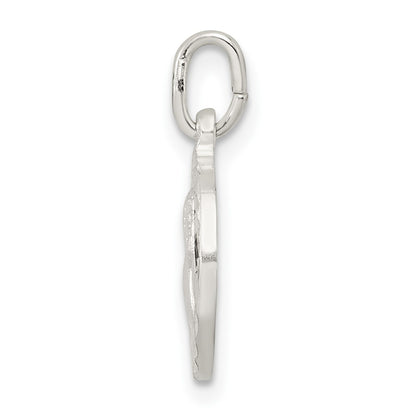 Sterling Silver Polished Satin And D/C Cherub Circle Charm