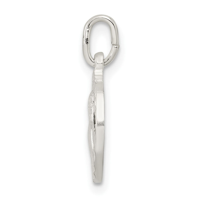 Sterling Silver Polished Satin And D/C Cherub Circle Charm