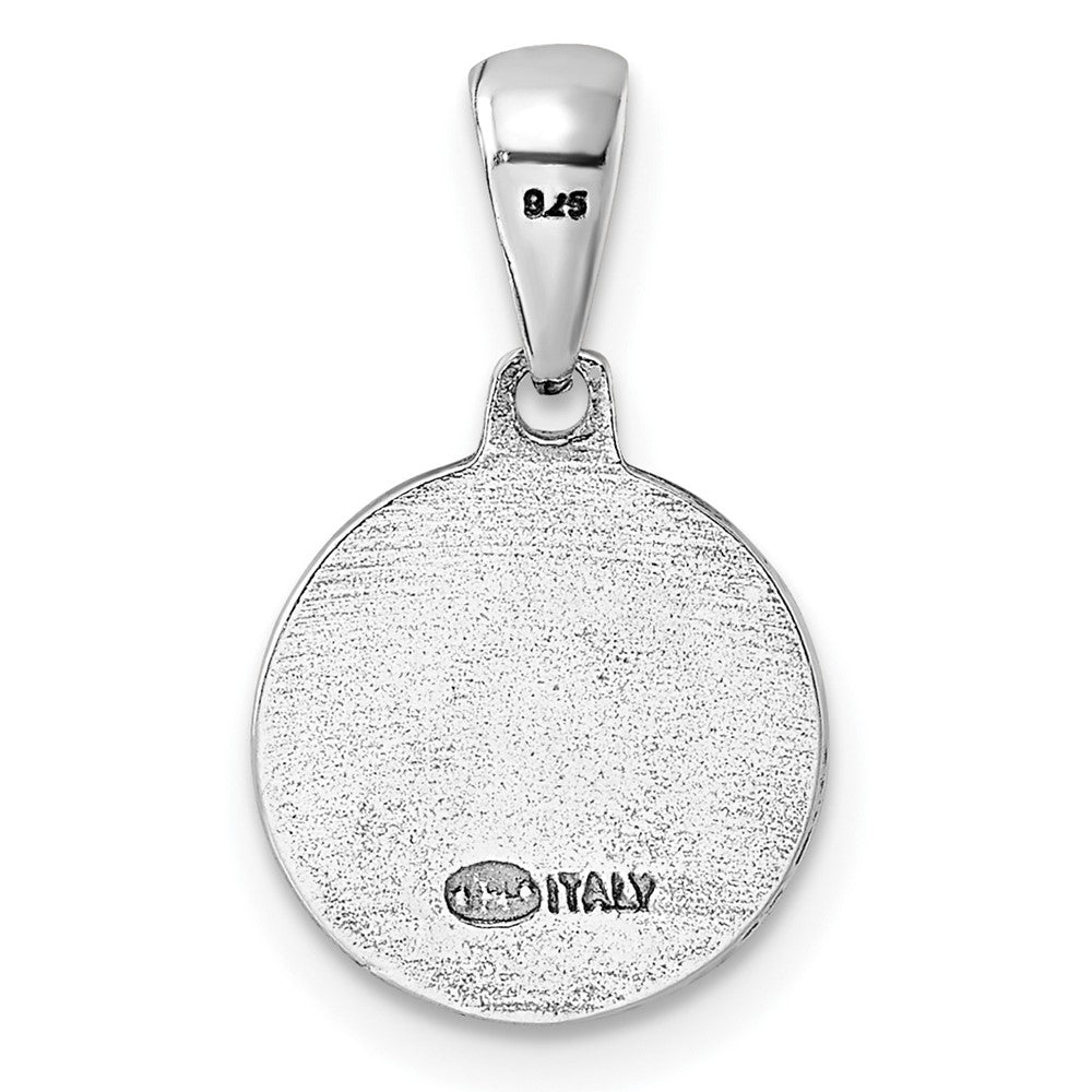 Sterling Silver Rh-Plated Angels Circle Pendant