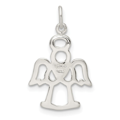 Sterling Silver Polished And Lasered Angel Pendant