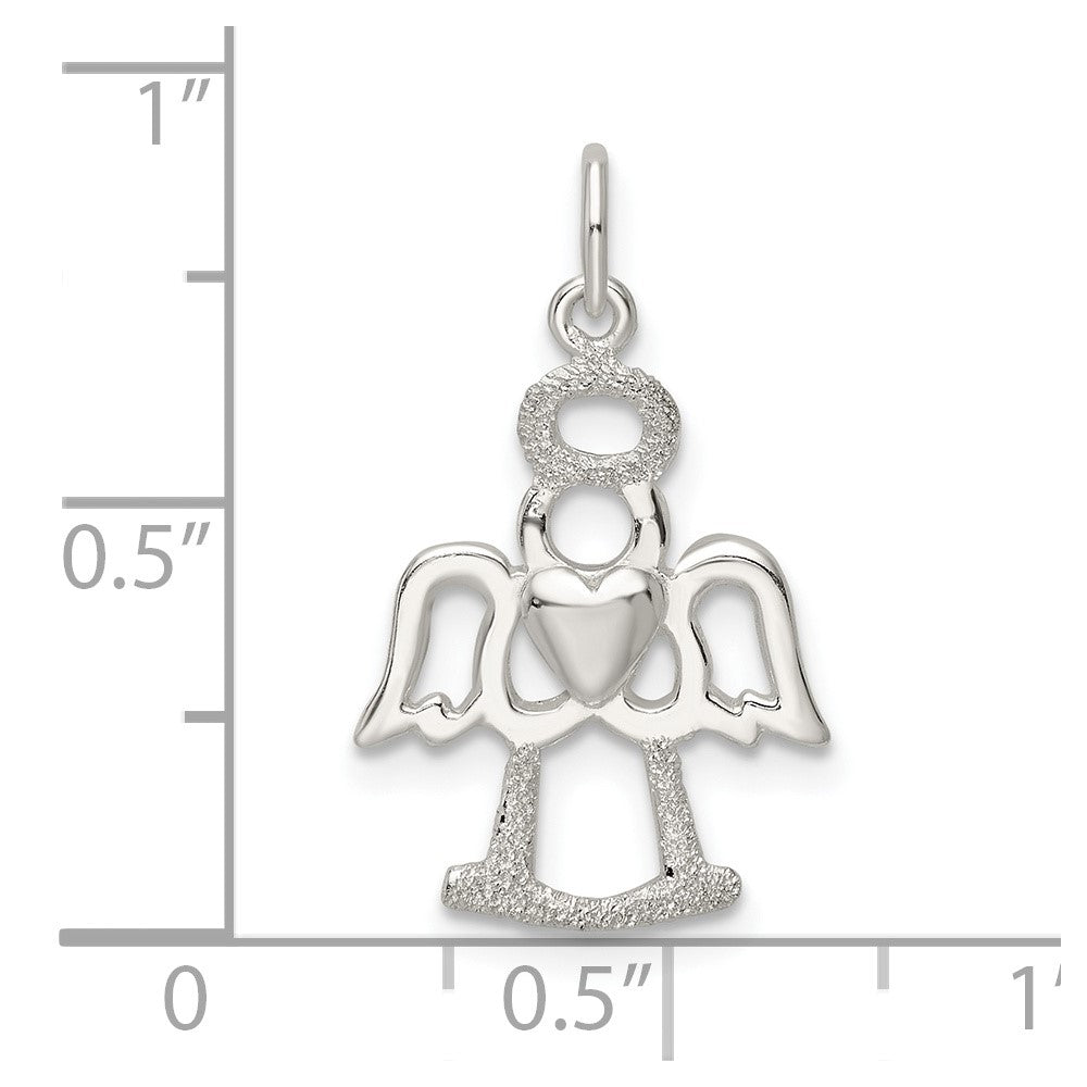 Sterling Silver Polished And Lasered Angel Pendant