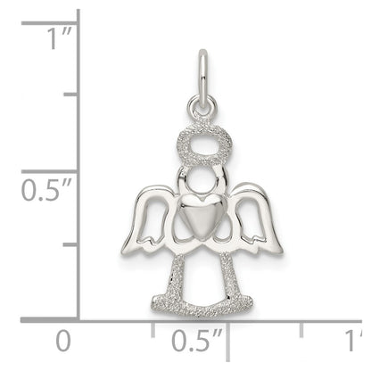 Sterling Silver Polished And Lasered Angel Pendant