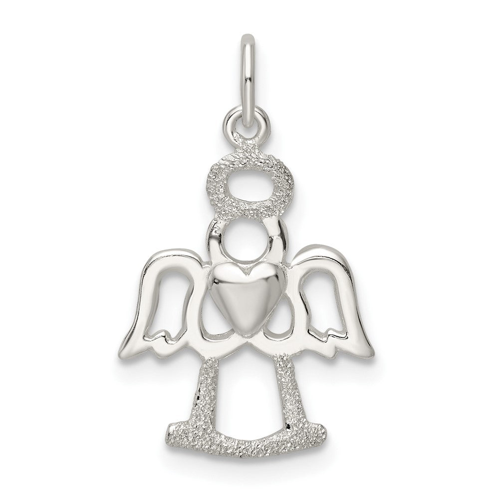 Sterling Silver Polished And Lasered Angel Pendant