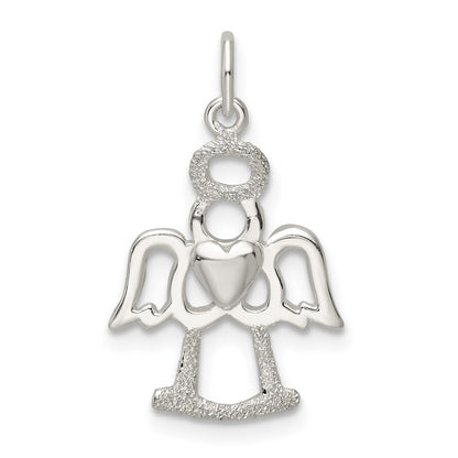 Sterling Silver Polished And Lasered Angel Pendant